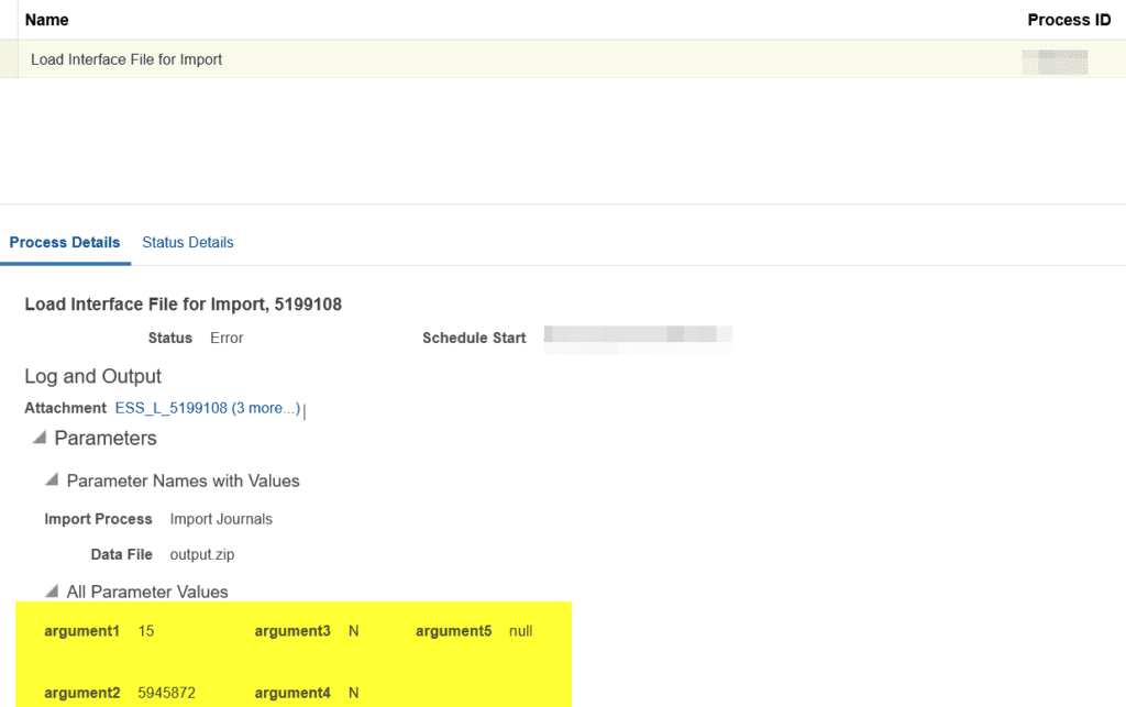 ESS history job for Load Interface File for Import