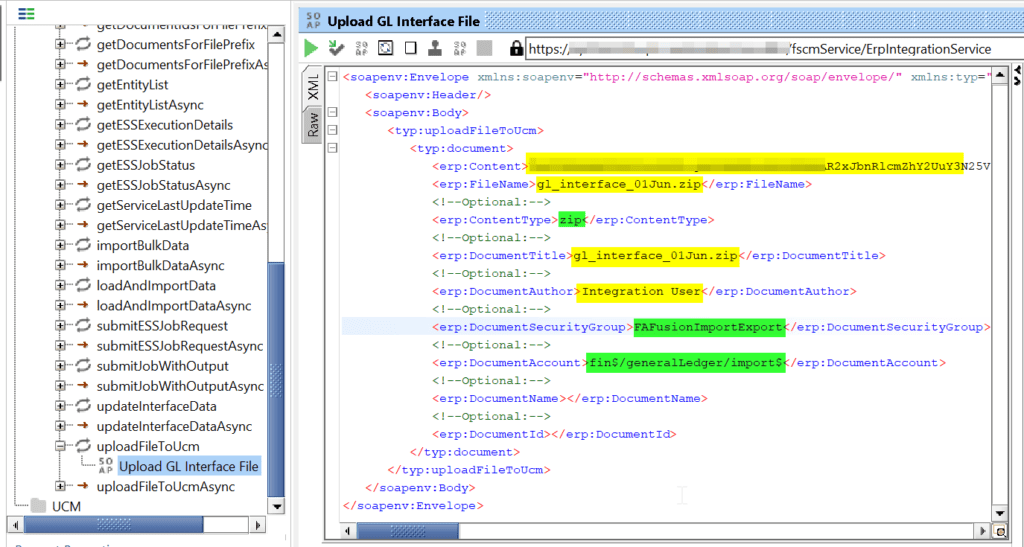 ERP Integration Service operation uploadFileToUcm