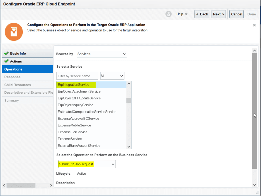 Configure ERP adapter operation type