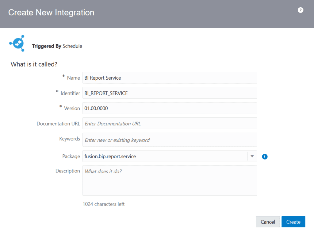 Define BI Report integration