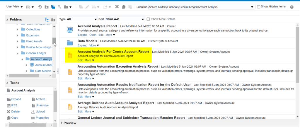 Locate and Customize BIP report in Oracle Fusion ERP