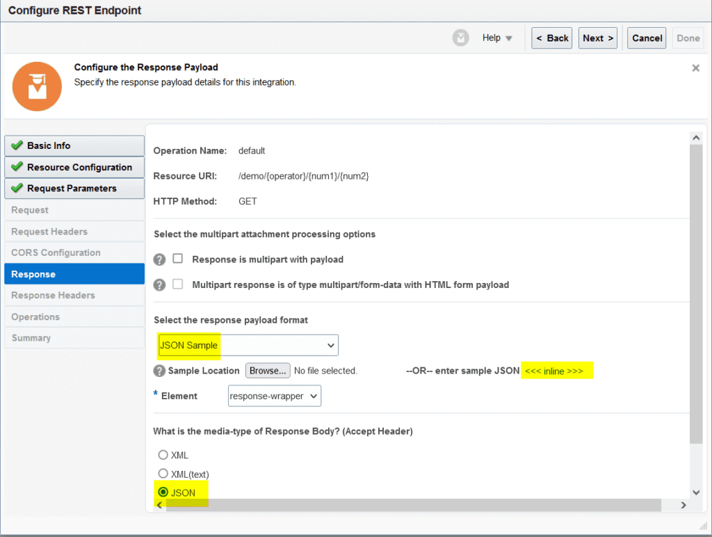 Rest endpoint response payload configuration