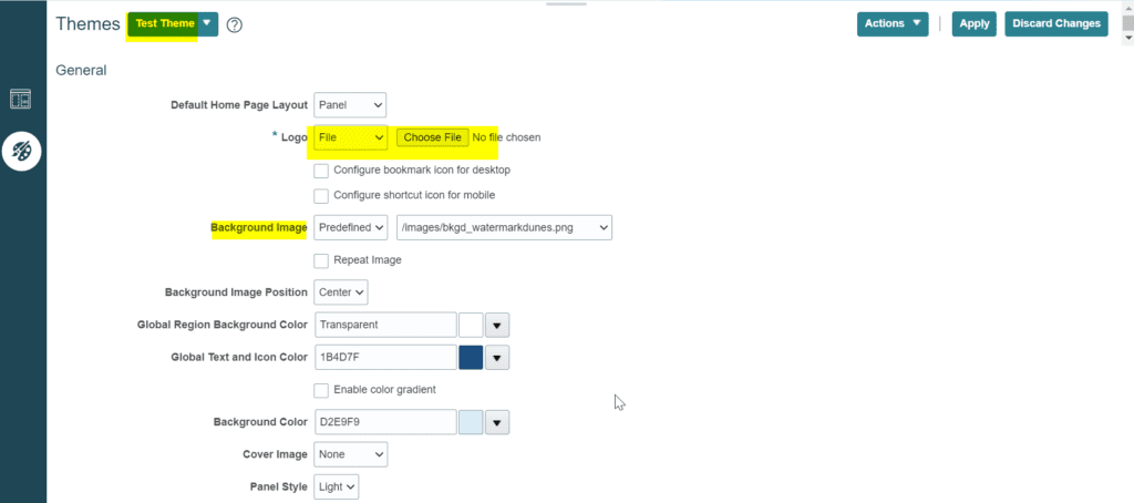 creating a new theme in sandbox in Oracle Fusion ERP sandbox