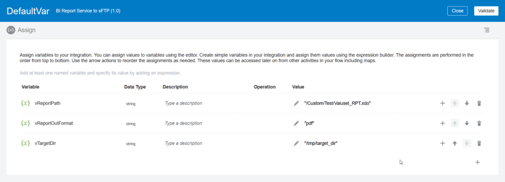 set default variables for report path, output format and target directory on ftp