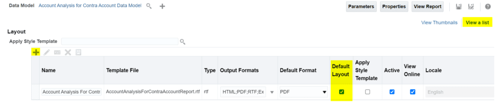 edit custom report layout and go to view list to set options like change default data model and default layout