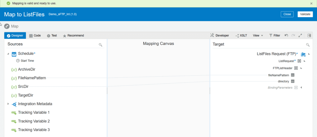 Define list file operation and map it with schedule parameters