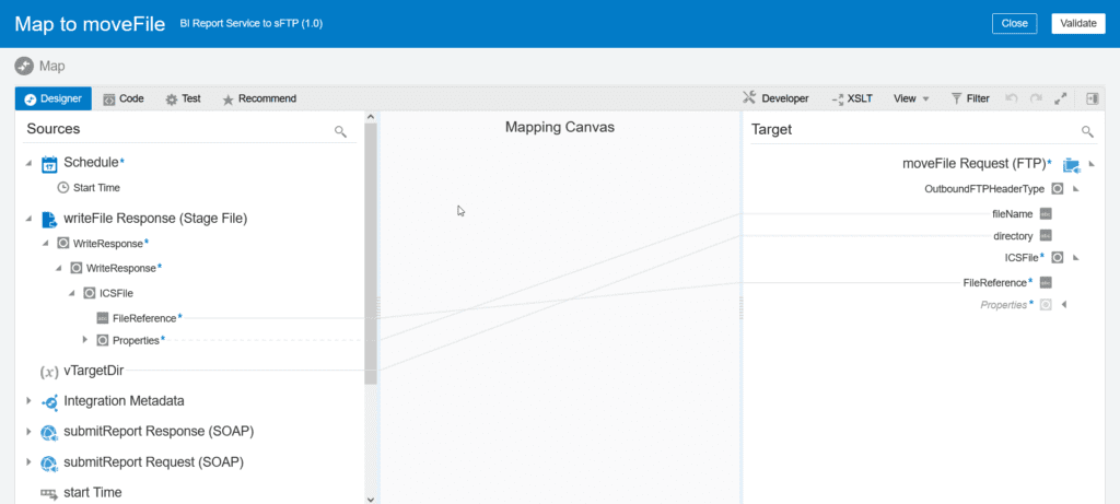 map stage file action response to sFTP request