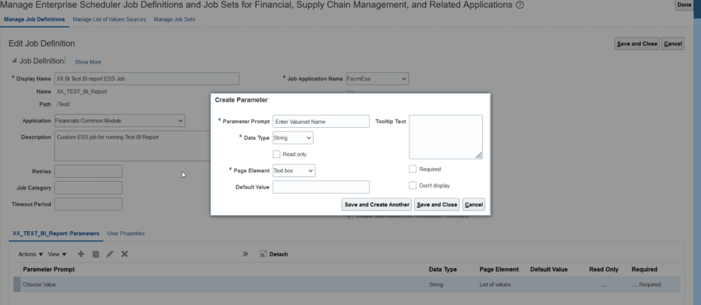 Add text parameter to ESS job