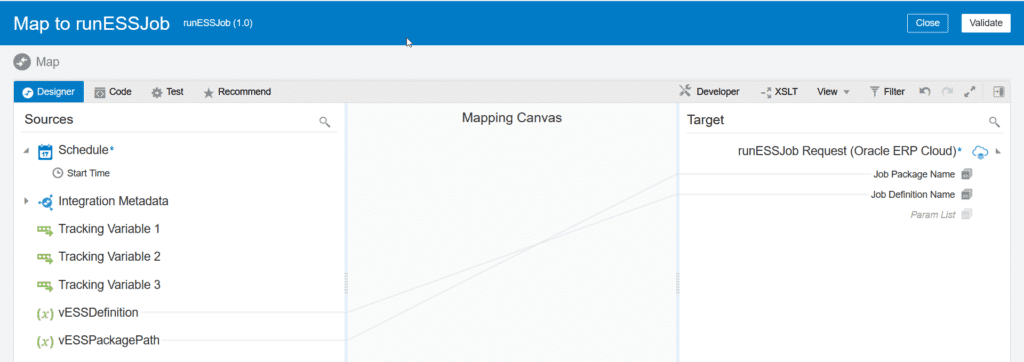 map variables to erp adapter