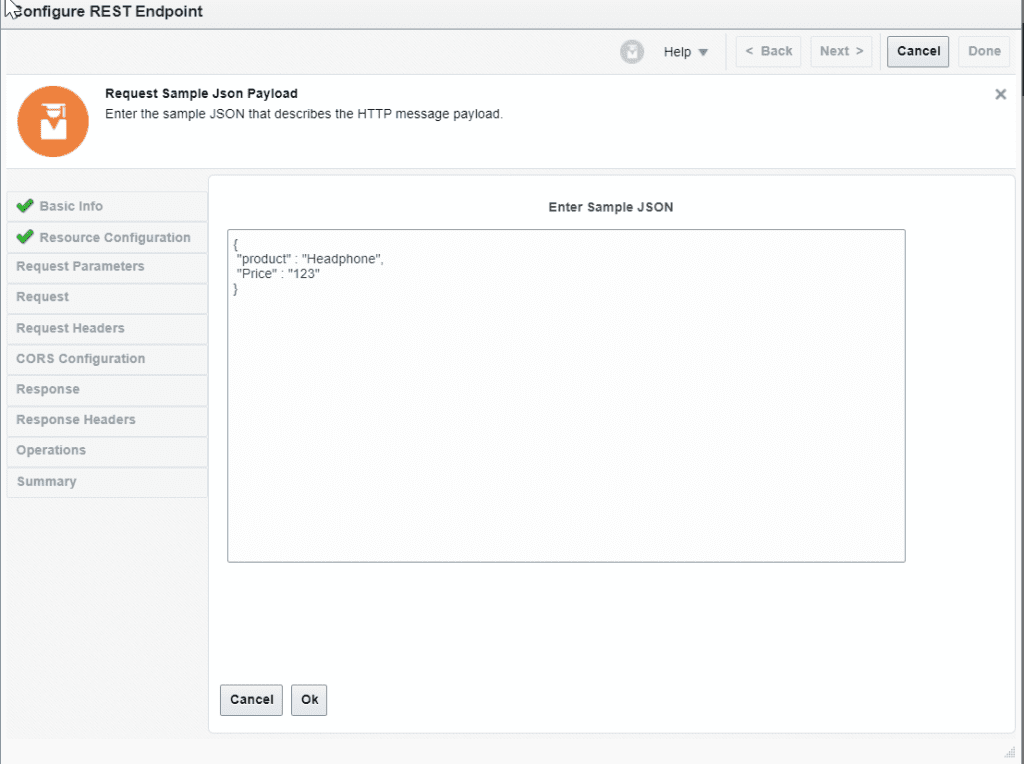 Configure Rest payload for OIC insert record in to database