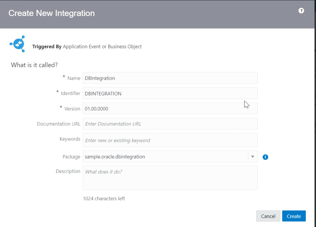 create app driven integration to insert records into db using Oracle OIC