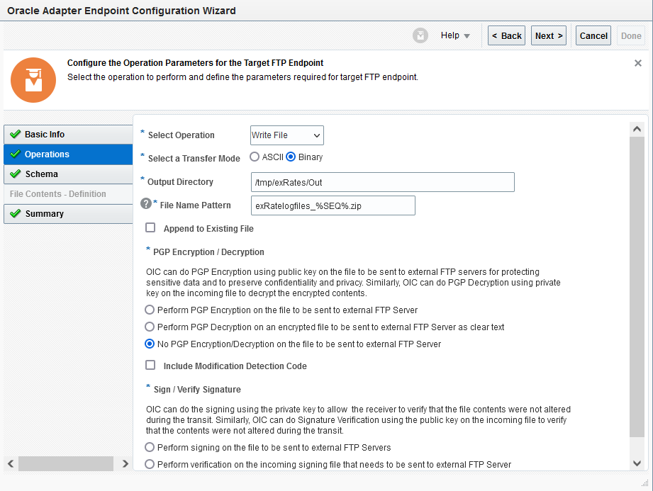 ftp adapter for callback OIC integration