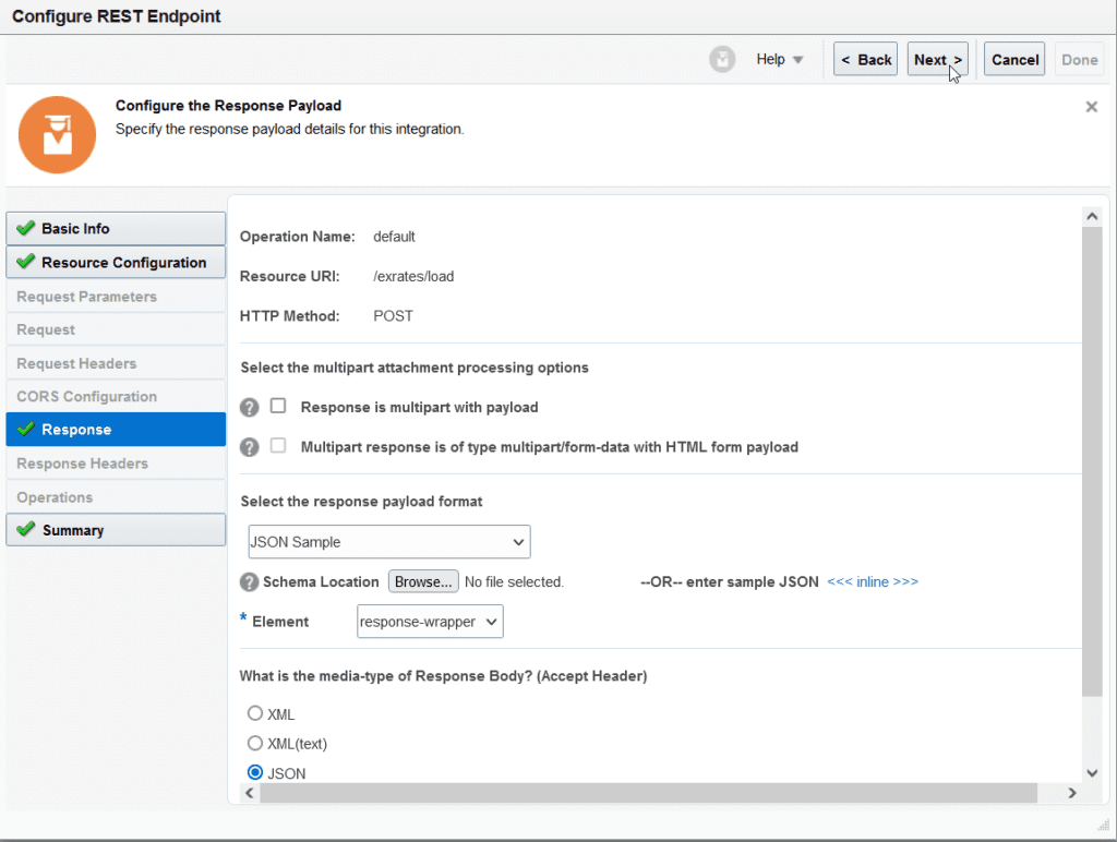 configure rest end point for exRates fbdi in oic