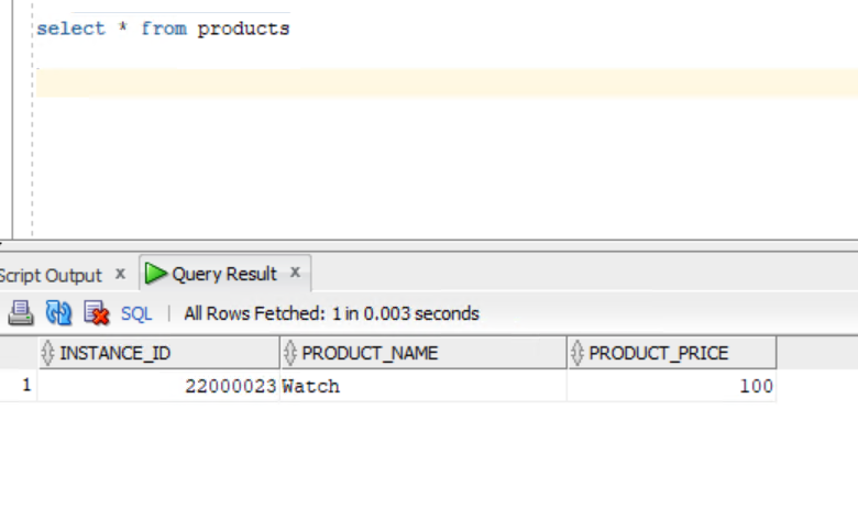 verify in sql developer. OIC database insert