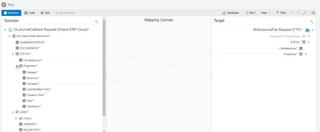 map ftp adapter to file received during callback integration of GL Journal Import