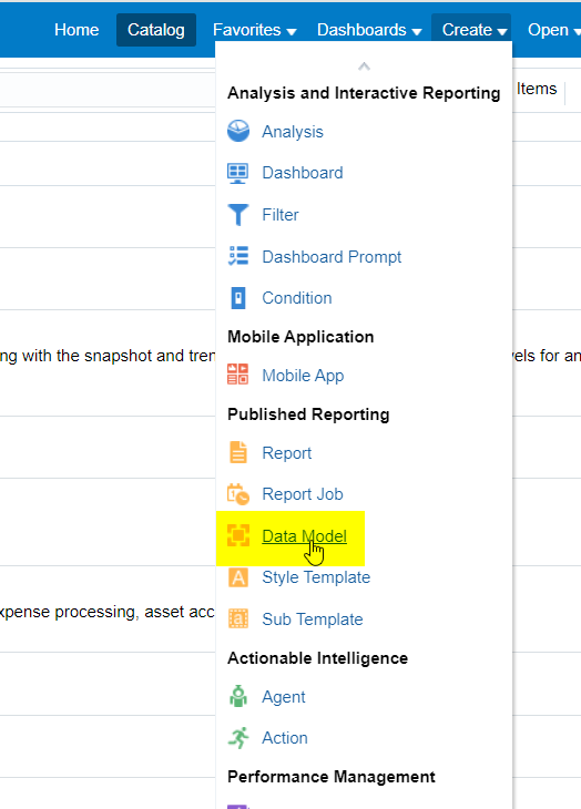 Create data model for BI Report in Oracle Fusion ERP