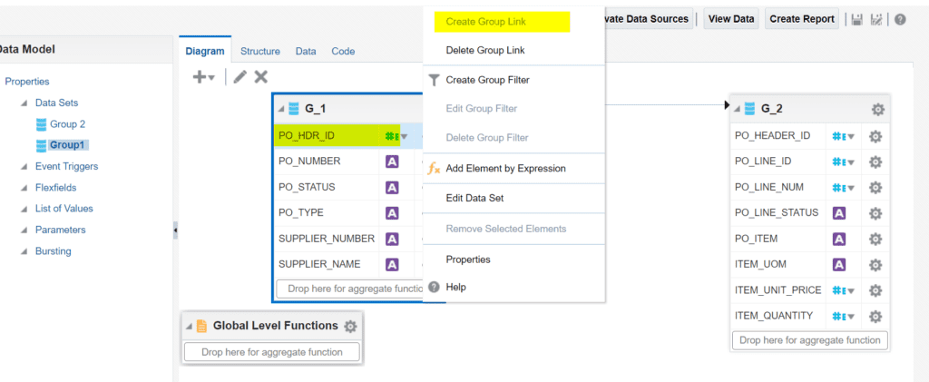 Master detail report using group link