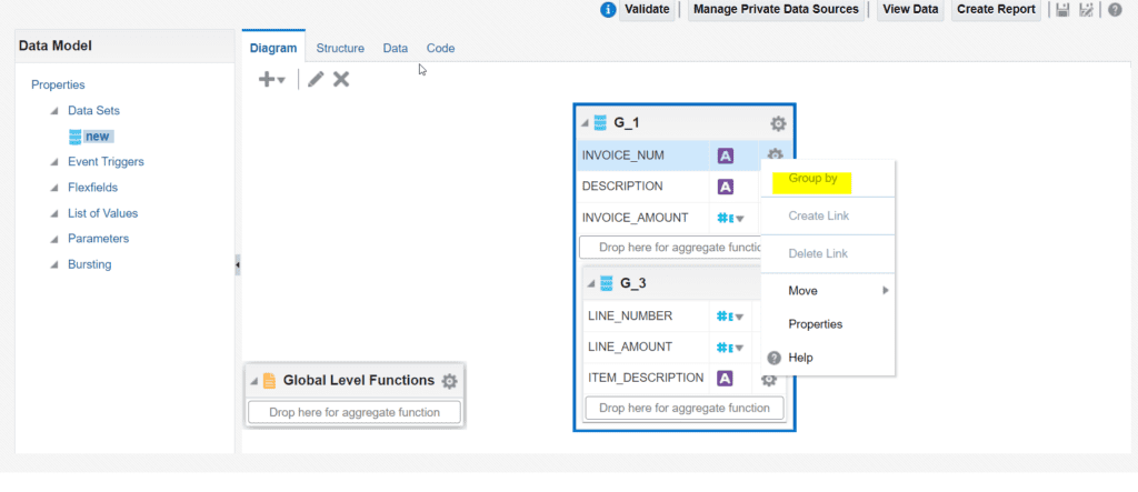 Master detail BI report using group by 