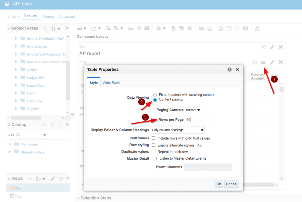 Customize otbi report layout