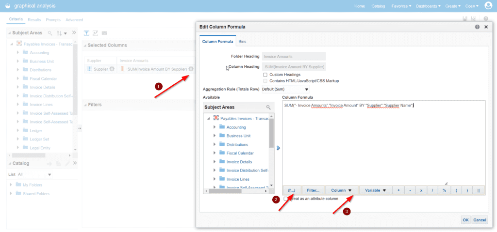 Configure invoice amount sum for OTBI Graphical analysis 