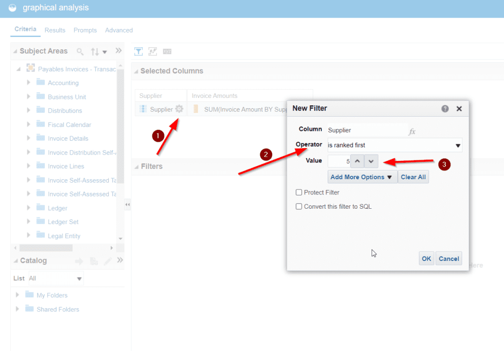 Configure supplier column for OTBI Graphical analysis 